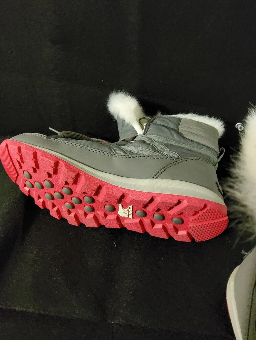Sorel, Whitney, Quarry/Bright Rose, Waterproof Snow Boots, Size 8 - Picture 6 of 11